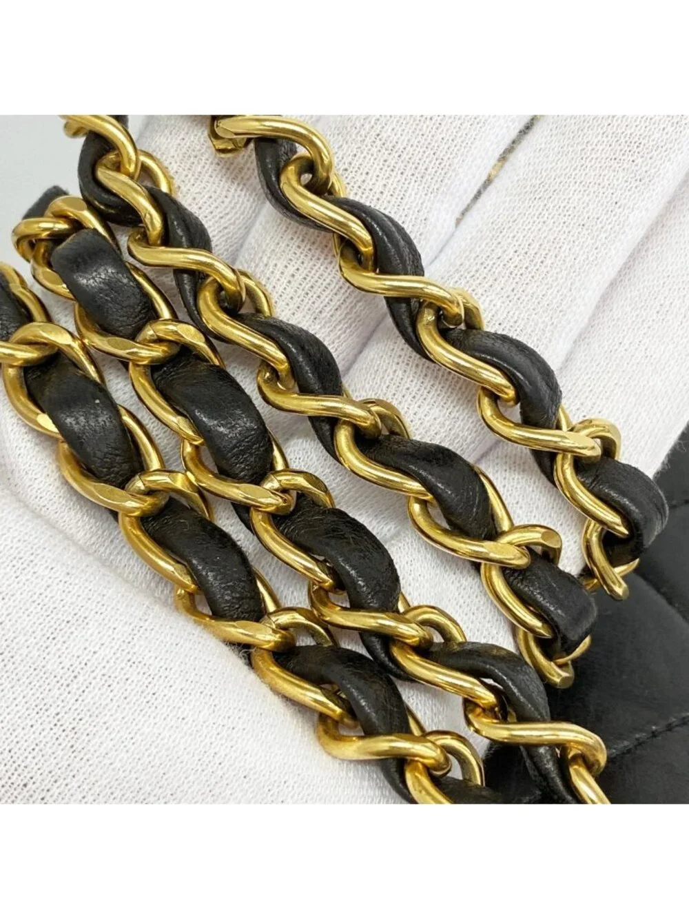 Chanel Shoulder Bag Quilted Double Face Lambskin Black Gold
